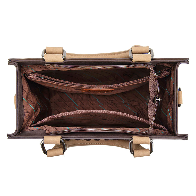 Load image into Gallery viewer, MW1356-8322CF - Montana West Coffee Western Tooled Aztec Tote/ Crossbody

