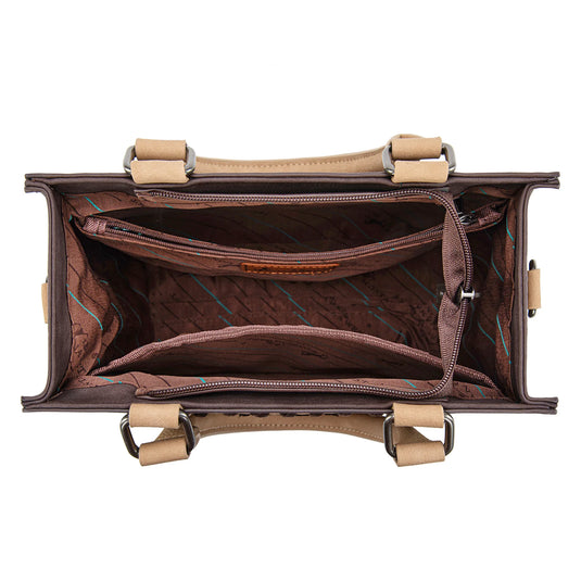 MW1356-8322CF - Montana West Coffee Western Tooled Aztec Tote/ Crossbody