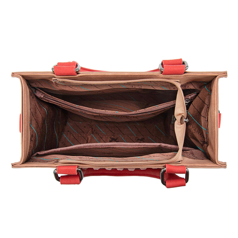 Load image into Gallery viewer, MW1356-8322PK - Montana West Pink Western Tooled Aztec Tote/ Crossbody
