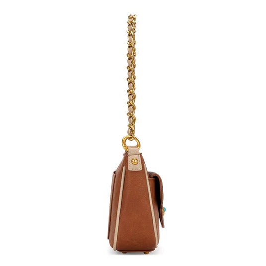 MW1362-818BR - Montana West Tooled Floral Chain Shoulder Crossbody Bag - Brown