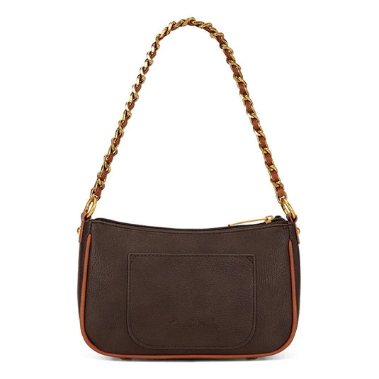 MW1362-818CF - Montana West Tooled Floral Chain Shoulder Crossbody Bag - Coffee