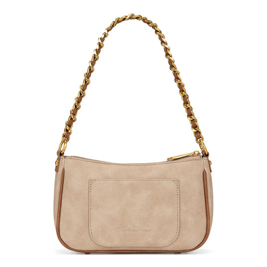 MW1362-818TN - Montana West Tooled Floral Chain Shoulder Crossbody Bag - Tan