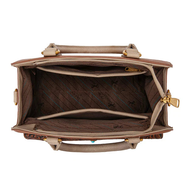 Load image into Gallery viewer, MW1362G-8250BR - Montana West Tooled Floral Concealed Carry Crossbody - Brown
