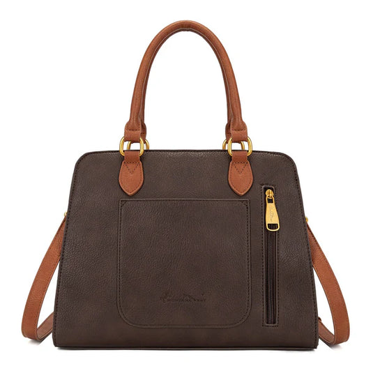 MW1362G-8250CF - Montana West Tooled Floral Concealed Carry Crossbody - Coffee