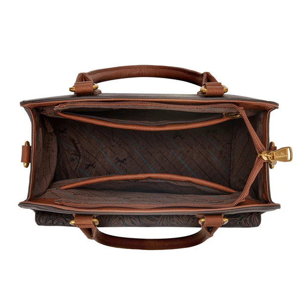 Load image into Gallery viewer, MW1362G-8250CF - Montana West Tooled Floral Concealed Carry Crossbody - Coffee
