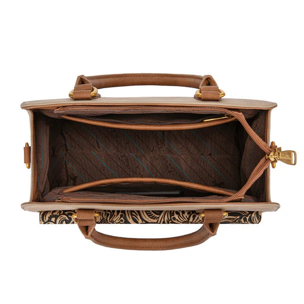 Load image into Gallery viewer, MW1362G-8250TN - Montana West Tooled Floral Concealed Carry Crossbody - Tan
