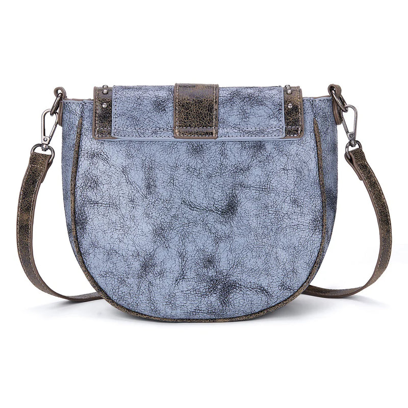Load image into Gallery viewer, MW1364-8360BK - Montana West Western Buckle Studded Saddle Crossbody Bag - Black
