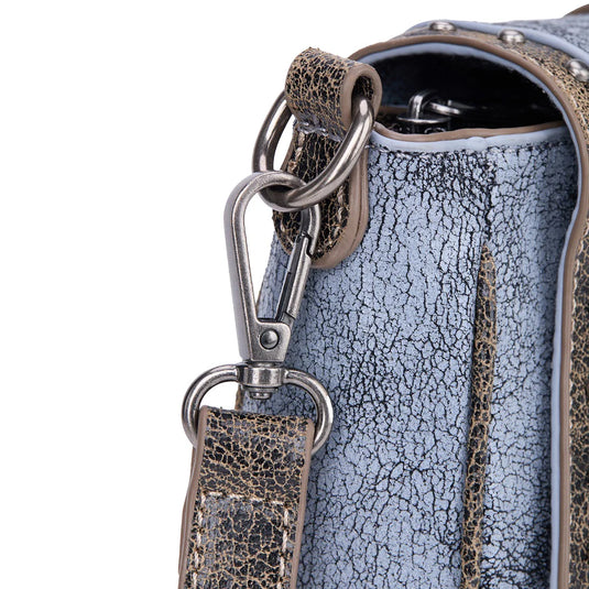 MW1364-8360BK - Montana West Western Buckle Studded Saddle Crossbody Bag - Black