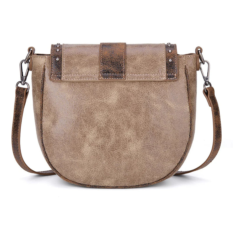 Load image into Gallery viewer, MW1364-8360CF - Montana West Western Buckle Studded Saddle Crossbody Bag - Coffee
