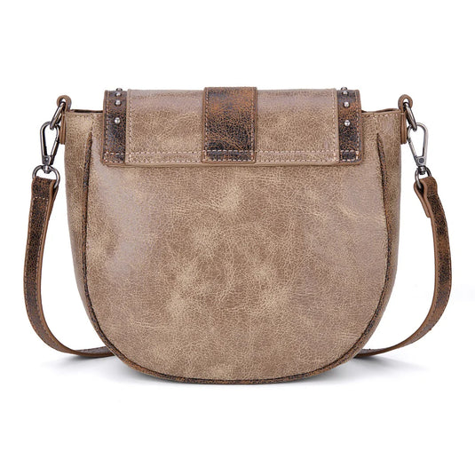 MW1364-8360CF - Montana West Western Buckle Studded Saddle Crossbody Bag - Coffee