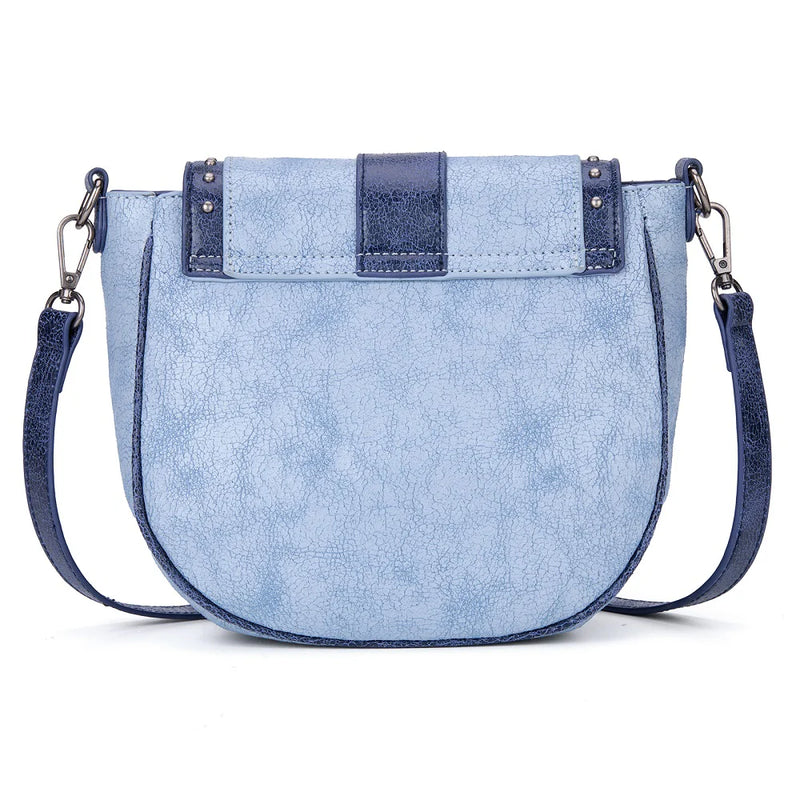 Load image into Gallery viewer, MW1364-8360JN - Montana West Western Buckle Studded Saddle Crossbody Bag - Jean

