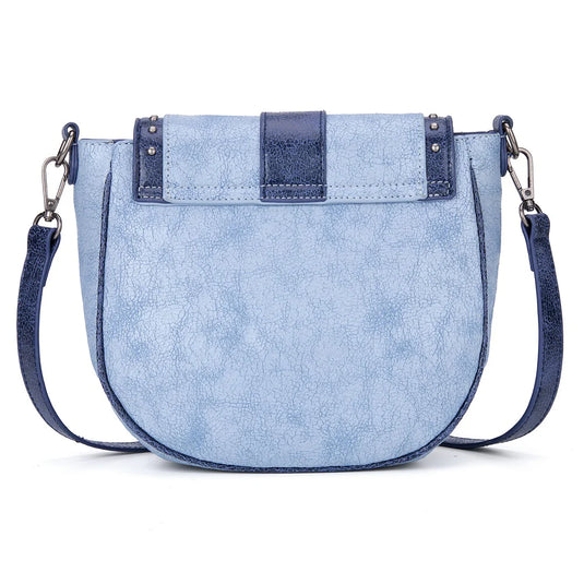 MW1364-8360JN - Montana West Western Buckle Studded Saddle Crossbody Bag - Jean