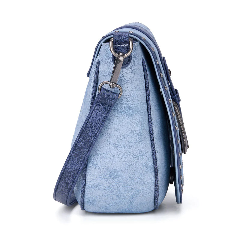 Load image into Gallery viewer, MW1364-8360JN - Montana West Western Buckle Studded Saddle Crossbody Bag - Jean
