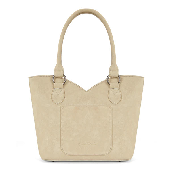 Load image into Gallery viewer, MW1365-8005TN - Montana West Tan Tooled &amp; Cowhide Whipstitch Tote Bag
