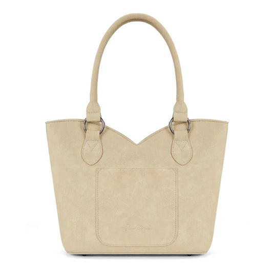 MW1365-8005TN - Montana West Tan Tooled & Cowhide Whipstitch Tote Bag