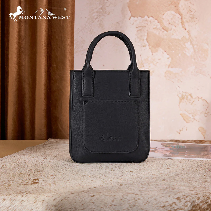 Load image into Gallery viewer, MW1368-8360BK - Montana West Hair-On Cowhide Fringe Tote/Crossbody - Black
