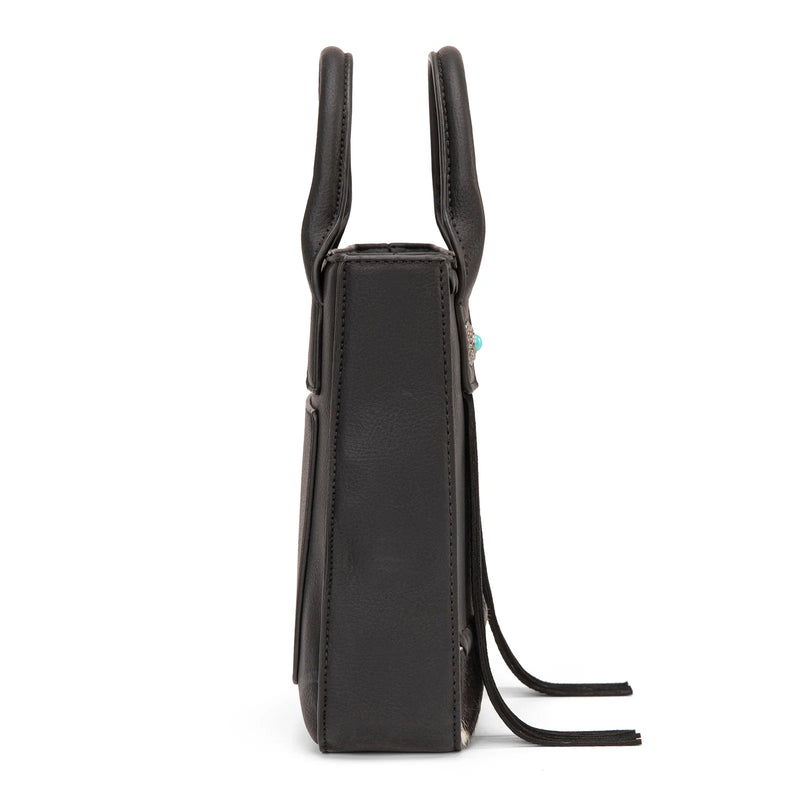 Load image into Gallery viewer, MW1368-8360BK - Montana West Hair-On Cowhide Fringe Tote/Crossbody - Black
