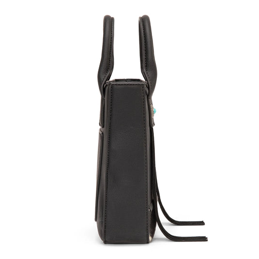 MW1368-8360BK - Montana West Hair-On Cowhide Fringe Tote/Crossbody - Black