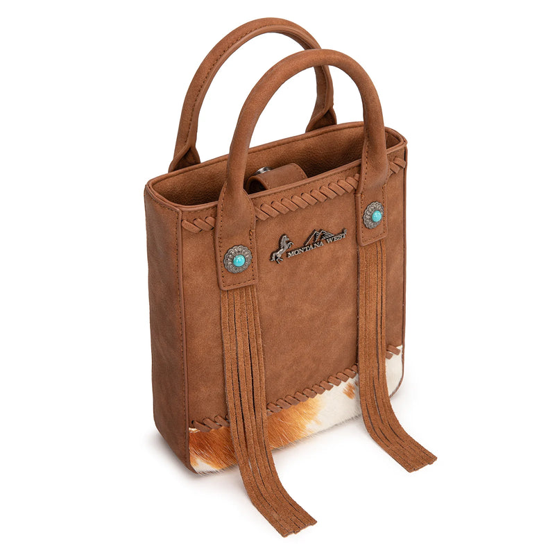 Load image into Gallery viewer, MW1368-8360BR - Montana West Hair-On Cowhide Fringe Tote/Crossbody - Brown
