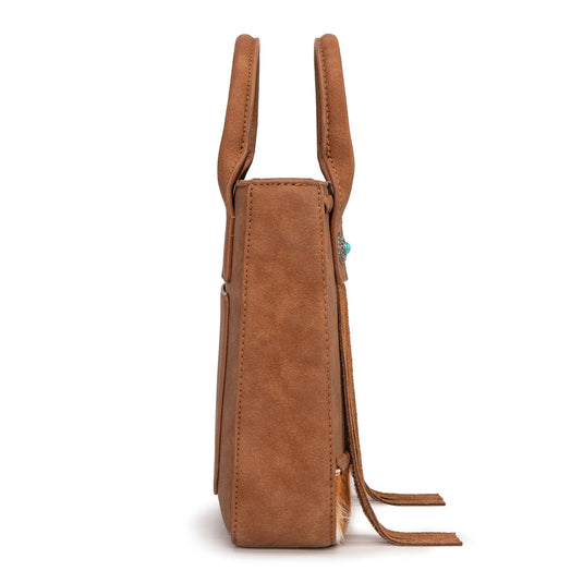 MW1368-8360BR - Montana West Hair-On Cowhide Fringe Tote/Crossbody - Brown