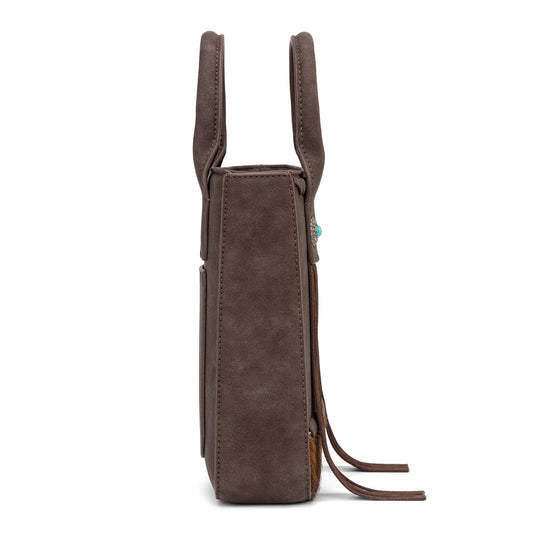 MW1368-8360CF - Montana West Hair-On Cowhide Fringe Tote/Crossbody - Coffee