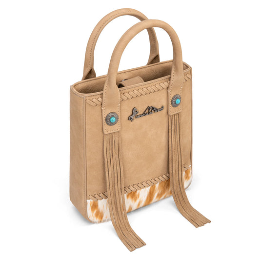 MW1368-8360TN - Montana West Hair-On Cowhide Fringe Tote/Crossbody - Tan
