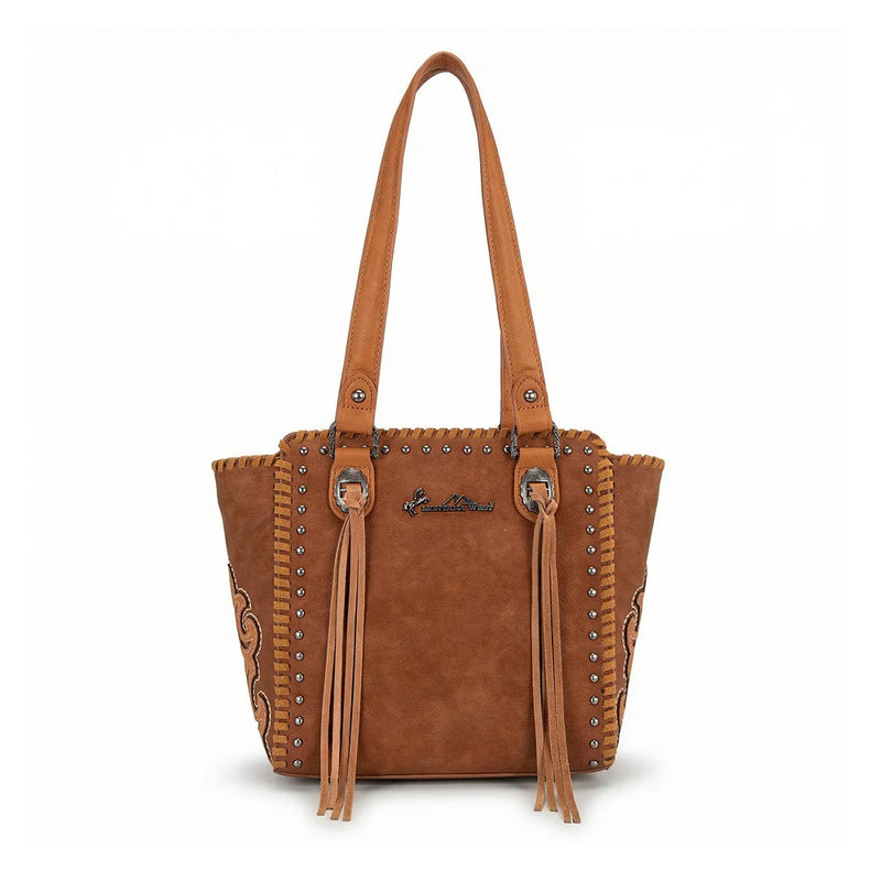 Load image into Gallery viewer, MW1373-8317BR - Montana West Western Tassel Studded Tote Bag - Brown
