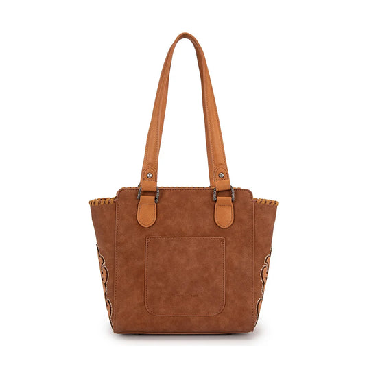 MW1373-8317BR - Montana West Western Tassel Studded Tote Bag - Brown