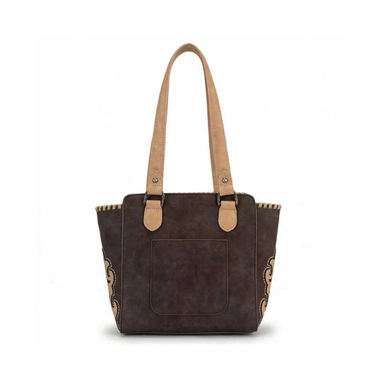 MW1373-8317CF - Montana West Western Tassel Studded Tote Bag - Coffee
