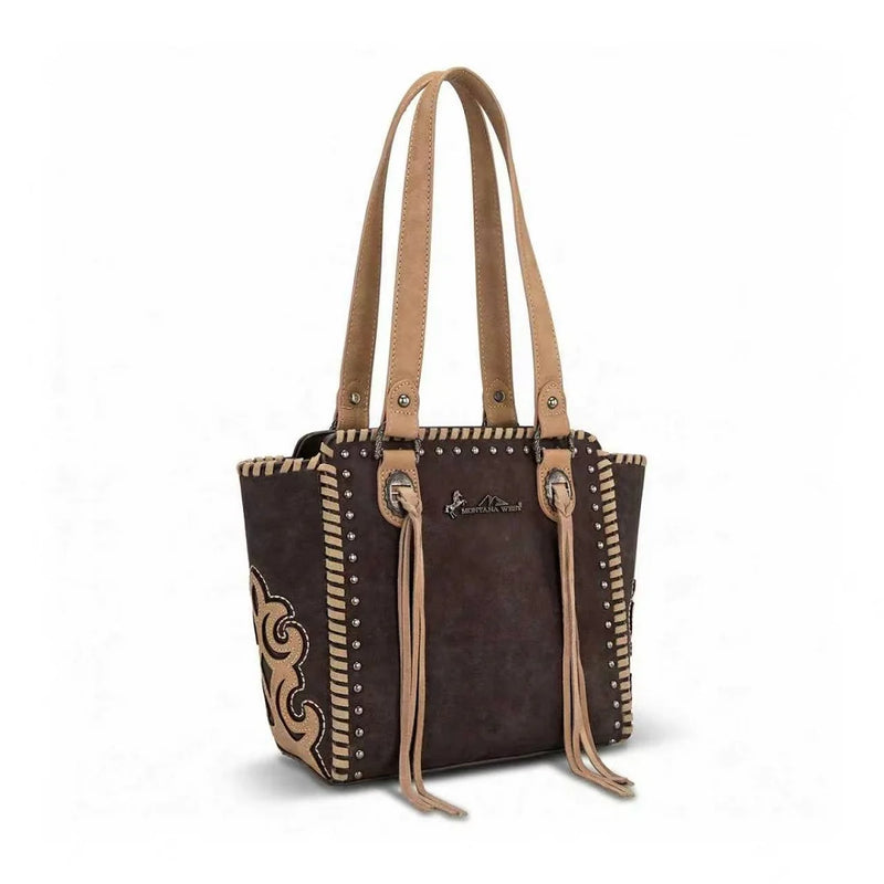 Load image into Gallery viewer, MW1373-8317CF - Montana West Western Tassel Studded Tote Bag - Coffee
