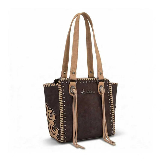 MW1373-8317CF - Montana West Western Tassel Studded Tote Bag - Coffee