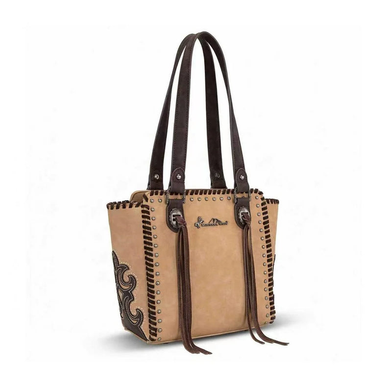Load image into Gallery viewer, MW1373-8317TN - Montana West Western Tassel Studded Tote Bag - Tan
