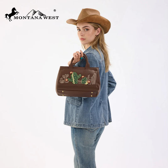 MW1376-8325CF - Montana West Cactus Embellished Crossbody Bag - Coffee