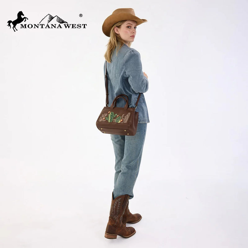 Load image into Gallery viewer, MW1376-8325CF - Montana West Cactus Embellished Crossbody Bag - Coffee
