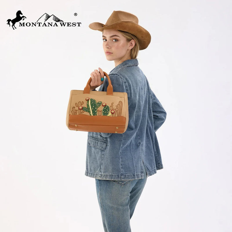 Load image into Gallery viewer, MW1376-8325TN - Montana West Cactus Embellished Crossbody Bag - Tan
