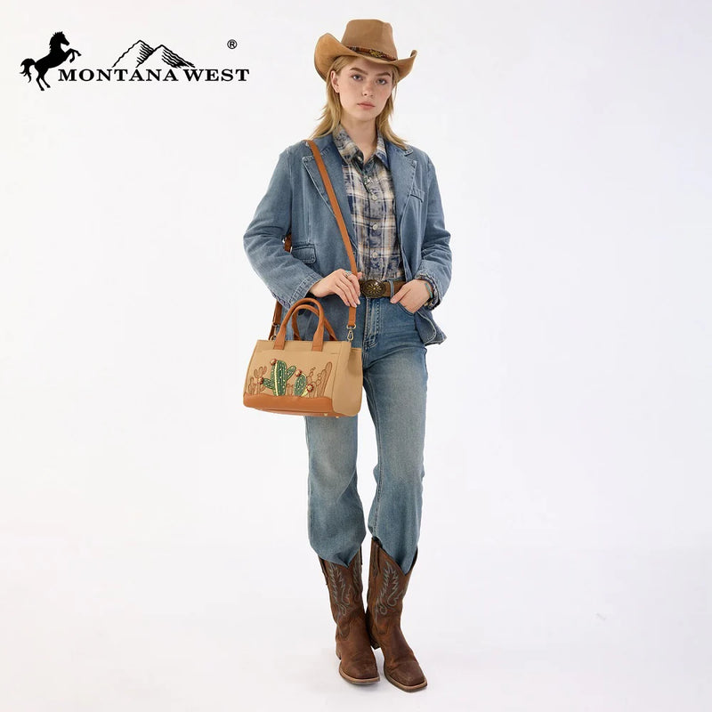 Load image into Gallery viewer, MW1376-8325TN - Montana West Cactus Embellished Crossbody Bag - Tan
