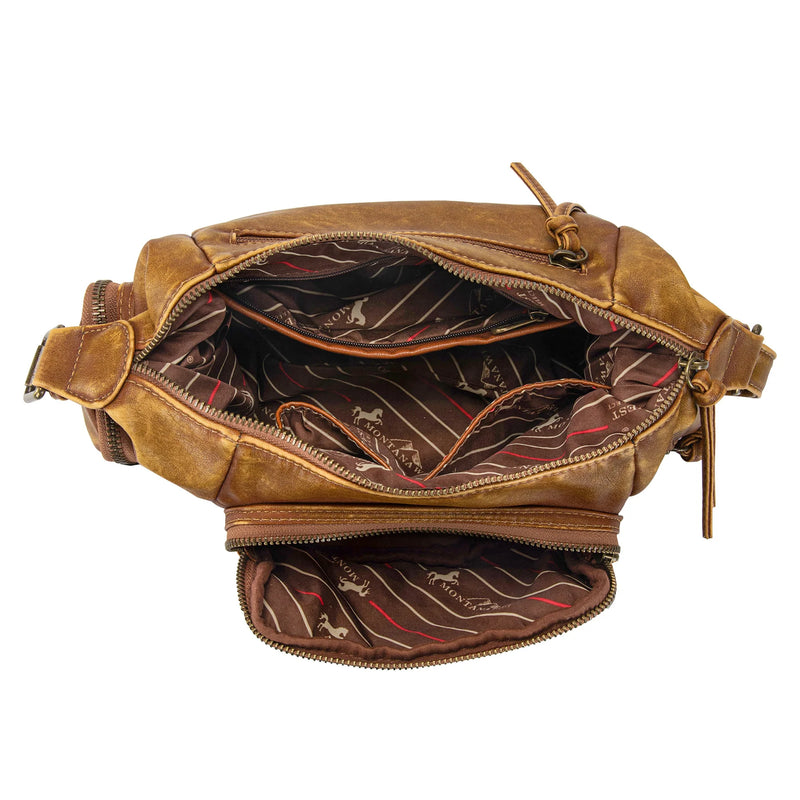 Load image into Gallery viewer, MWC-223BR - Montana West Stone Wash Hobo/Crossbody - Brown

