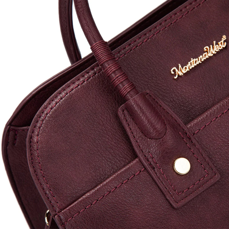 Load image into Gallery viewer, MWC-631BDY - Montana West Wrapped Handle Dome Satchel Bag - Burgundy
