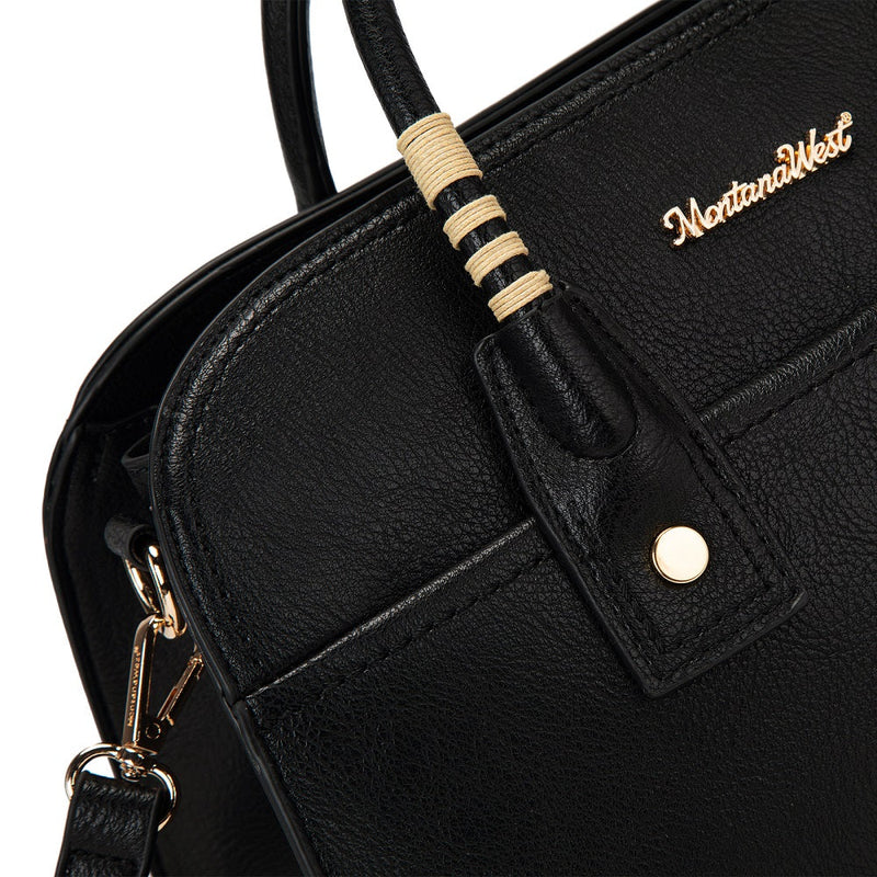 Load image into Gallery viewer, MWC-631BK - Montana West Wrapped Handle Dome Satchel Bag - Black
