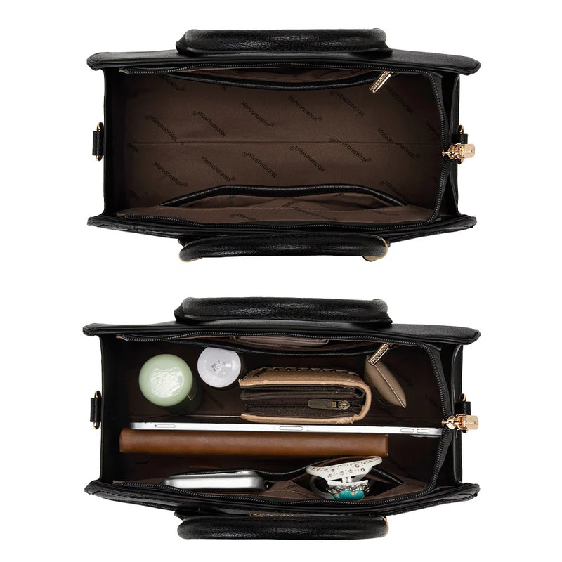 Load image into Gallery viewer, MWC-631BK - Montana West Wrapped Handle Dome Satchel Bag - Black
