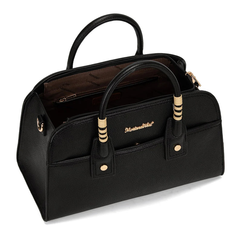 Load image into Gallery viewer, MWC-631BK - Montana West Wrapped Handle Dome Satchel Bag - Black
