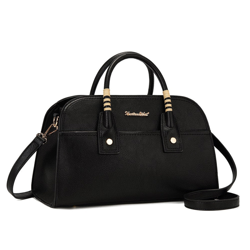 Load image into Gallery viewer, MWC-631BK - Montana West Wrapped Handle Dome Satchel Bag - Black

