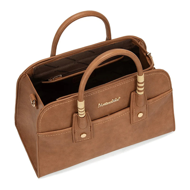 Load image into Gallery viewer, MWC-631BR - Montana West Wrapped Handle Dome Satchel Bag - Brown
