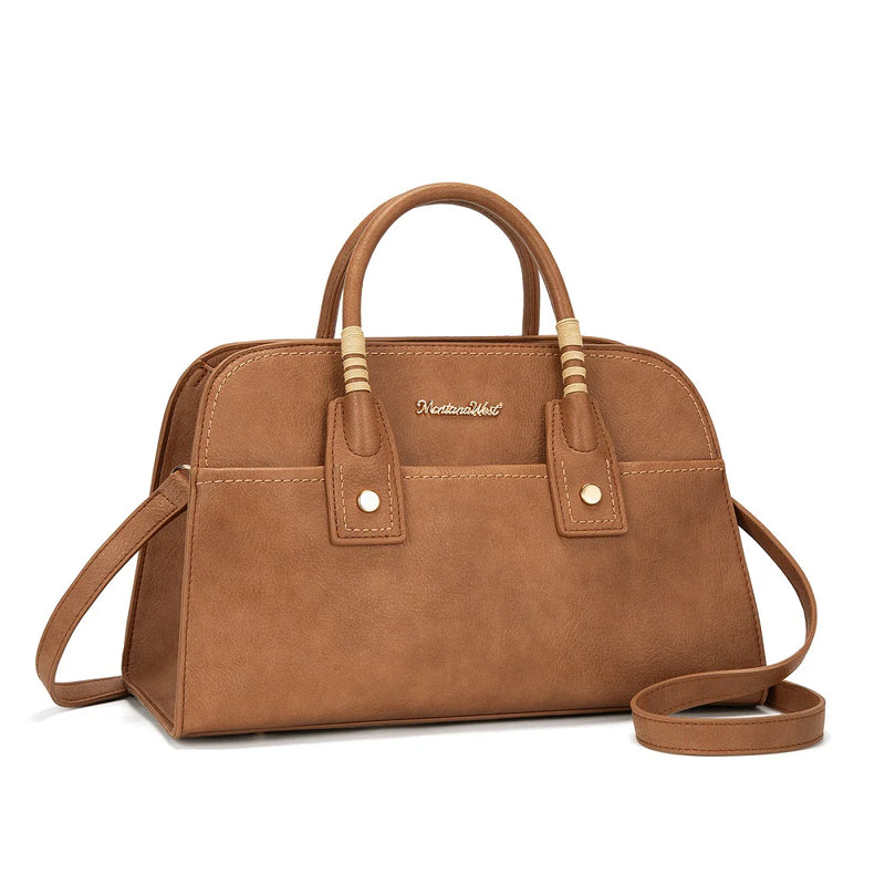 Load image into Gallery viewer, MWC-631BR - Montana West Wrapped Handle Dome Satchel Bag - Brown
