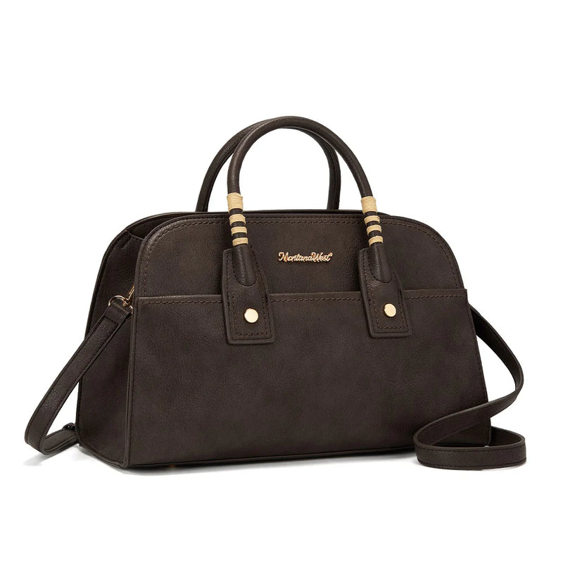 Load image into Gallery viewer, MWC-631CF - Montana West Wrapped Handle Dome Satchel Bag - Coffee
