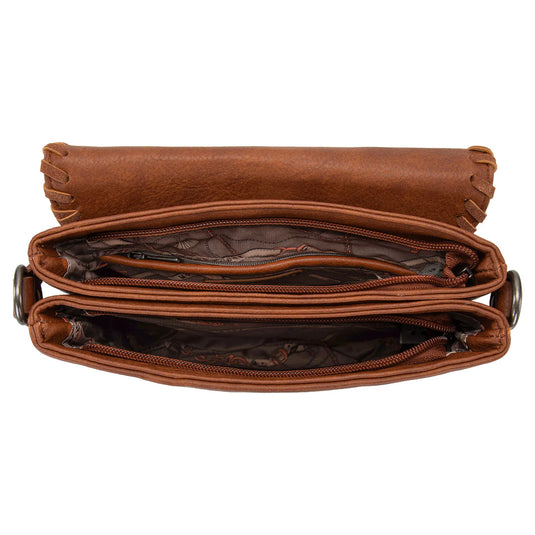 MWC-H183DBR - Montana West Whipstitch Leopard Print Crossbody - Dark Brown