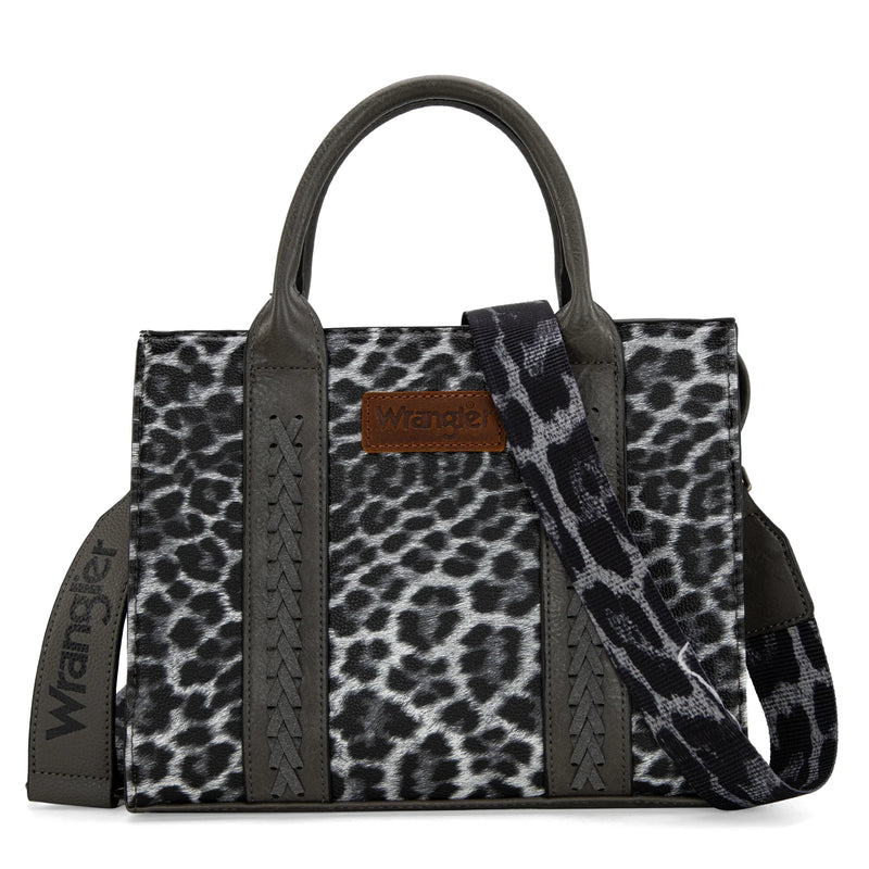 Load image into Gallery viewer, WG70G-8120CLGY - Wrangler Leopard Print Concealed Carry Tote/Crossbody -Leopard Grey
