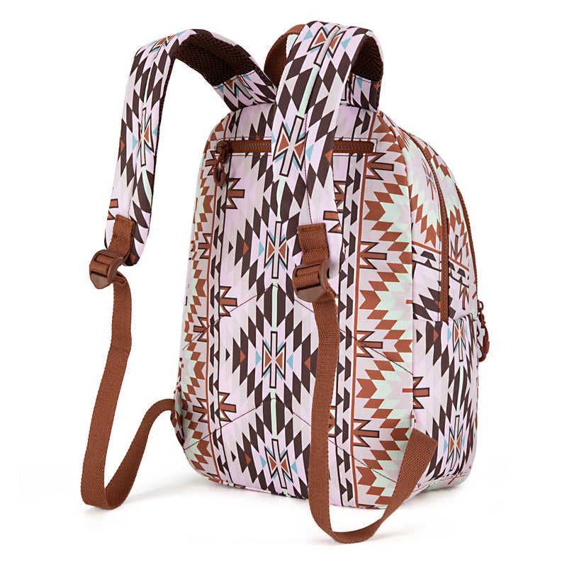 Load image into Gallery viewer, WG2206-9110LBR - Wrangler Aztec Print Backpack -Light Brown
