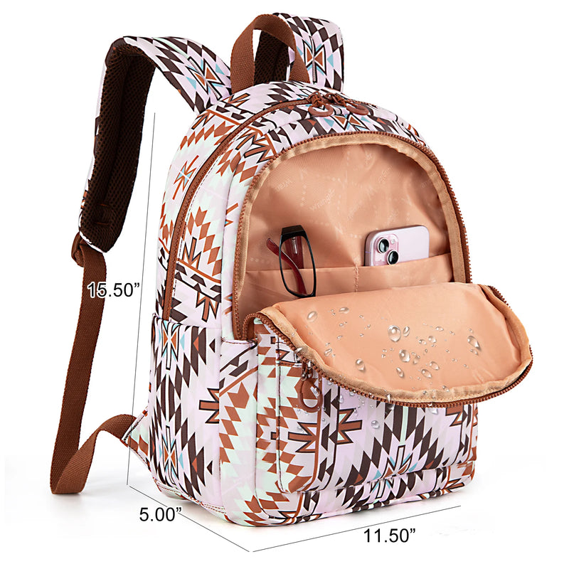 Load image into Gallery viewer, WG2206-9110LBR - Wrangler Aztec Print Backpack -Light Brown
