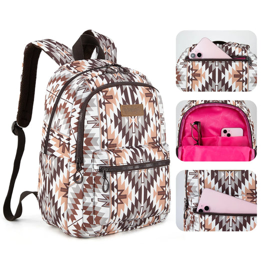 WG2206-9110BR - Wrangler Aztec Print Backpack - Brown